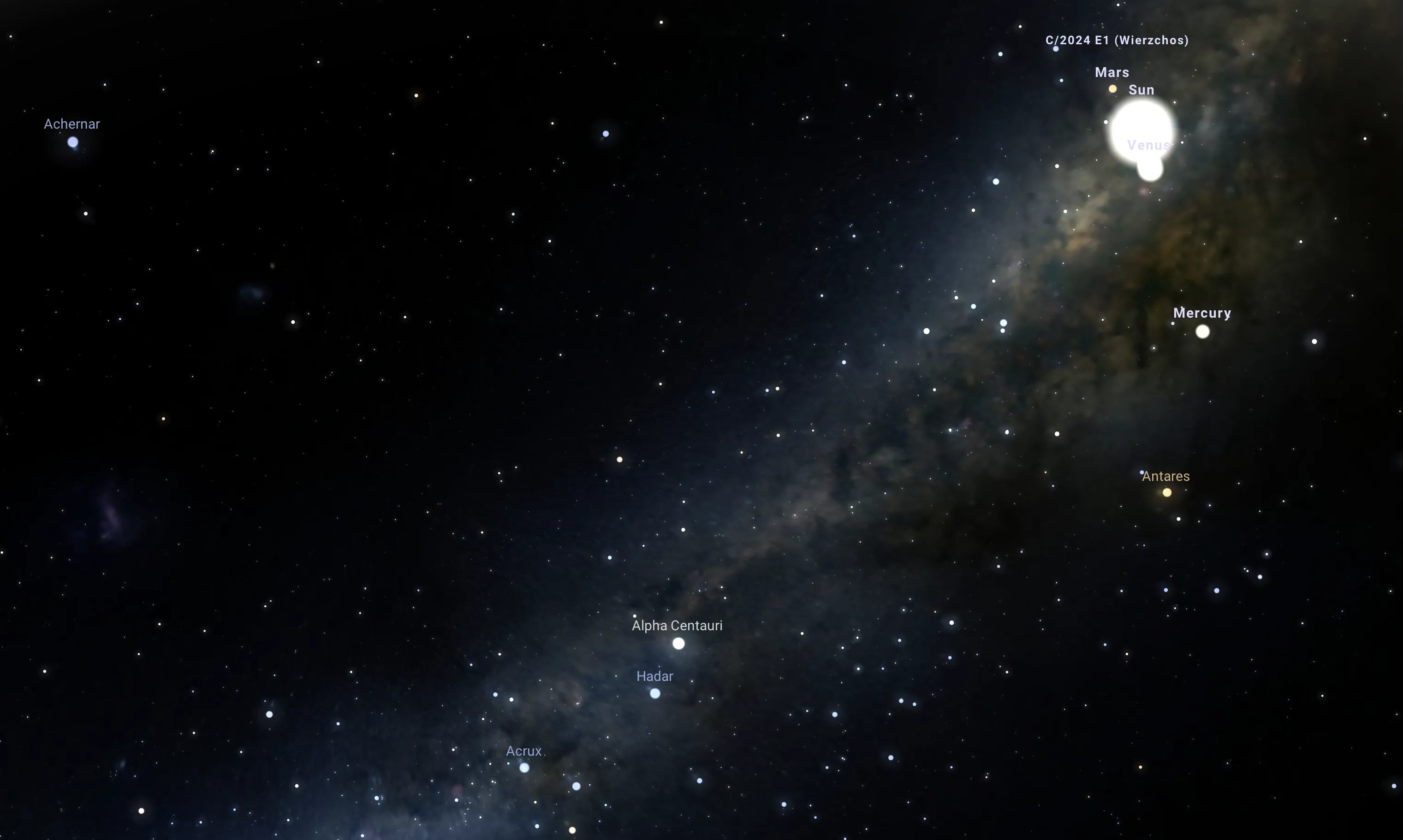 A fragment of the Milky Way from Stellarium